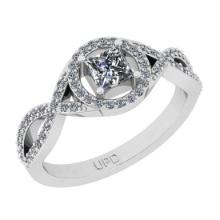 0.59 Ctw SI2/I1 Gia Certified Center Diamond 14K White Gold Engagement Ring