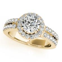 Certified 1.15 Ctw SI2/I1 Diamond 14K Yellow Gold Engagement Halo Ring