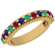 Certified 0.96 Ctw Multi Emerald,Ruby,Sapphire 14K White Gold Filigree Style Band Ring