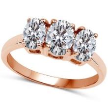 Certified .75 CTW Oval Diamond 14K Rose Gold Ring
