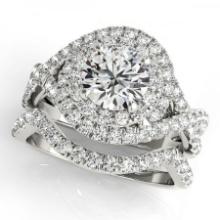 Certified 2.25 Ctw SI2/I1 Diamond 14K White Gold Bridal Wedding Set Ring