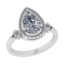 1.57 Ctw SI2/I1 Diamond 14K White Gold Engagement Halo Ring
