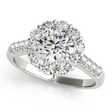 Certified 1.60 Ctw SI2/I1 Diamond 14K White Gold Engagement Halo Ring