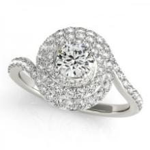 Certified 0.90 Ctw SI2/I1 Diamond 14K White Gold Engagement Halo Ring