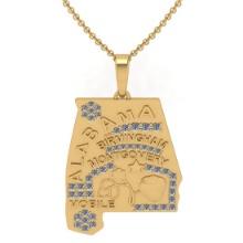 0.83 Ctw SI2/I1 Diamond 14K Yellow Gold Express your Country/ state love ALABAMA Necklace