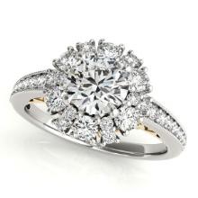 CERTIFIED TWO TONE GOLD 1.41 CTW J-K/VS-SI1 DIAMOND HALO ENGAGEMENT RING