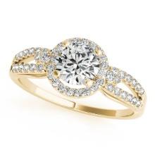 Certified 1.05 Ctw SI2/I1 Diamond 14K Yellow Gold Vintage Style Engagement Halo Ring