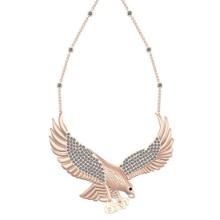 3.11 Ctw SI2/I1 Treated Fancy Black and White Diamond 14K Rose Gold Vintage Style Eagle Yard Necklac