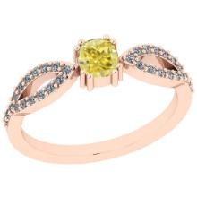 Certified 0.65 Ct GIA Certified Natural Fancy Yellow Diamond And White Diamond 14K Rose Gold Anniver