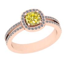 1.10 Ctw Gia certified Natural Fancy Yellow And White Diamond 14K Rose Gold Wedding Ring