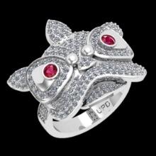 1.70 Ctw VS/SI1 Ruby and Diamond 14K White Gold Vintage style wild face Ring