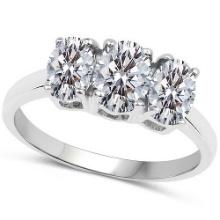 Certified .75 CTW Oval Diamond 14K White Gold Ring