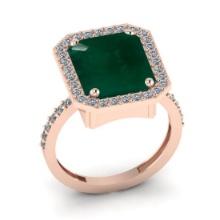 5.99 Ctw VS/SI1 Emerald And Diamond 18K Rose Gold Engagement Ring
