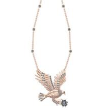 2.68 Ctw SI2/I1 Treated Fancy Black and White Diamond 14K Rose Gold Vintage Style Eagle Yard Necklac