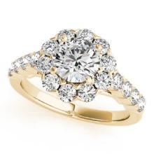 CERTIFIED 14KT WHITE GOLD 1.12 CTW J-K/VS-SI1 DIAMOND HALO ENGAGEMENT RING
