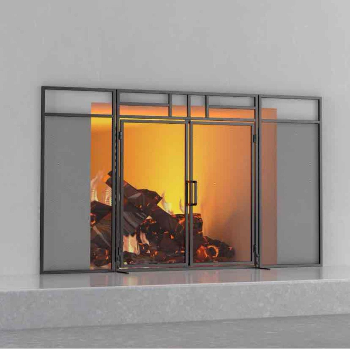 Fire Beauty 3-Panel Folding Fireplace Screen with Magnetic Hinged Doors