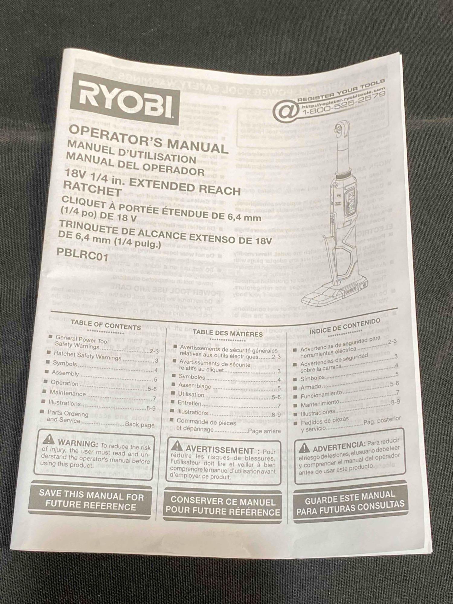 RYOBI ONE+ HP 18V Brushless Cordless 1/4 in. Extended Reach Ratchet