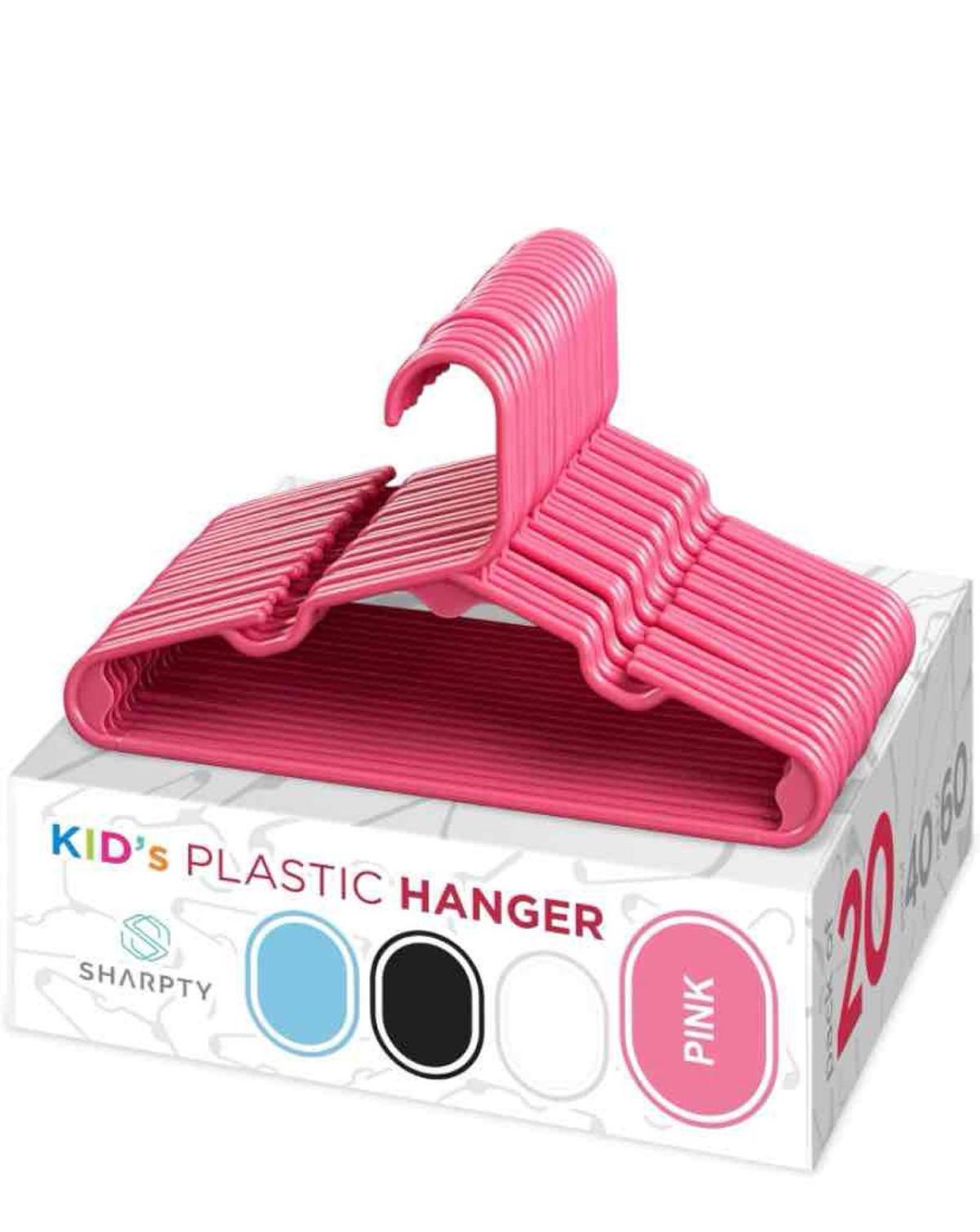 100 pack Sharpty Kids Plastic Hangers, Children's Hangers for Baby, Toddler, and Child Clothes -