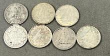 7- Silver Canadian dimes, one is sterling