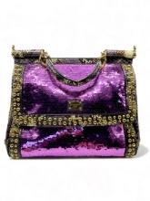 Dolce and Gabbana pink sequin, python, and leather purse