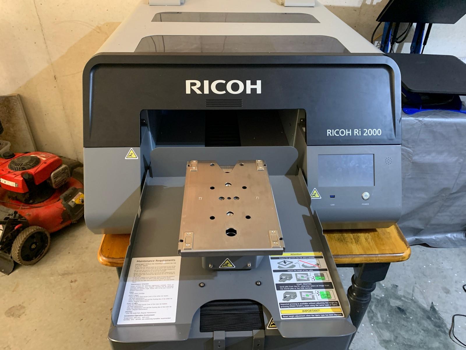 Ricoh Ri 2000 Direct-To-Garment Printer +PreTreat + press - Texas