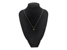 Sterling Silver Unisex Cross Necklace with Gemstone - Stamped BRJ