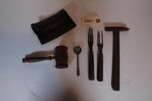Antique tools, wooden mallet