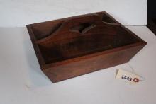 nice antique wooden box, divided, with handle