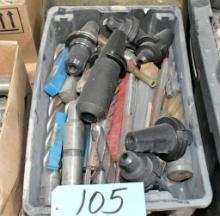 Lot-Single End Mills and Tool Holders in (1) Tote