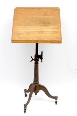 Vintage Cast Iron Base Wood Top Drafting Table