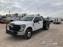 2019 Ford F350 4x4 Crew-Cab Flatbed Truck Runs & Moves) (Jump To Start, Check Engine Light On, Engin