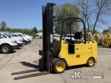 Cat T120C Solid Tired Forklift Runs, Moves, Rust Damage, Paint Damage, LP Tank Not Included