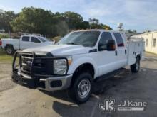 2015 Ford F350 4x4 Crew-Cab Service Truck Duke Unit) (Runs & Moves) (Body/Paint Damage, Rear End Iss