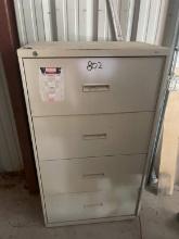METAL LATERAL FILE AND WOOD CABINET WITH CONTENTS AND WOOD WORK TABLE