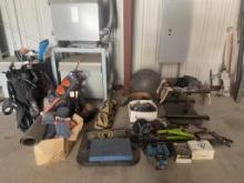 MISCELLANEOUS GYM EQUIPMENT INCLUDING BENCH; WORKOUT BAG; GOLF CLUBS; AND MISCELLANEOUS