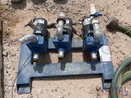 Three 2in Electric Water Pumps with Two 2 inch Suction Hoses