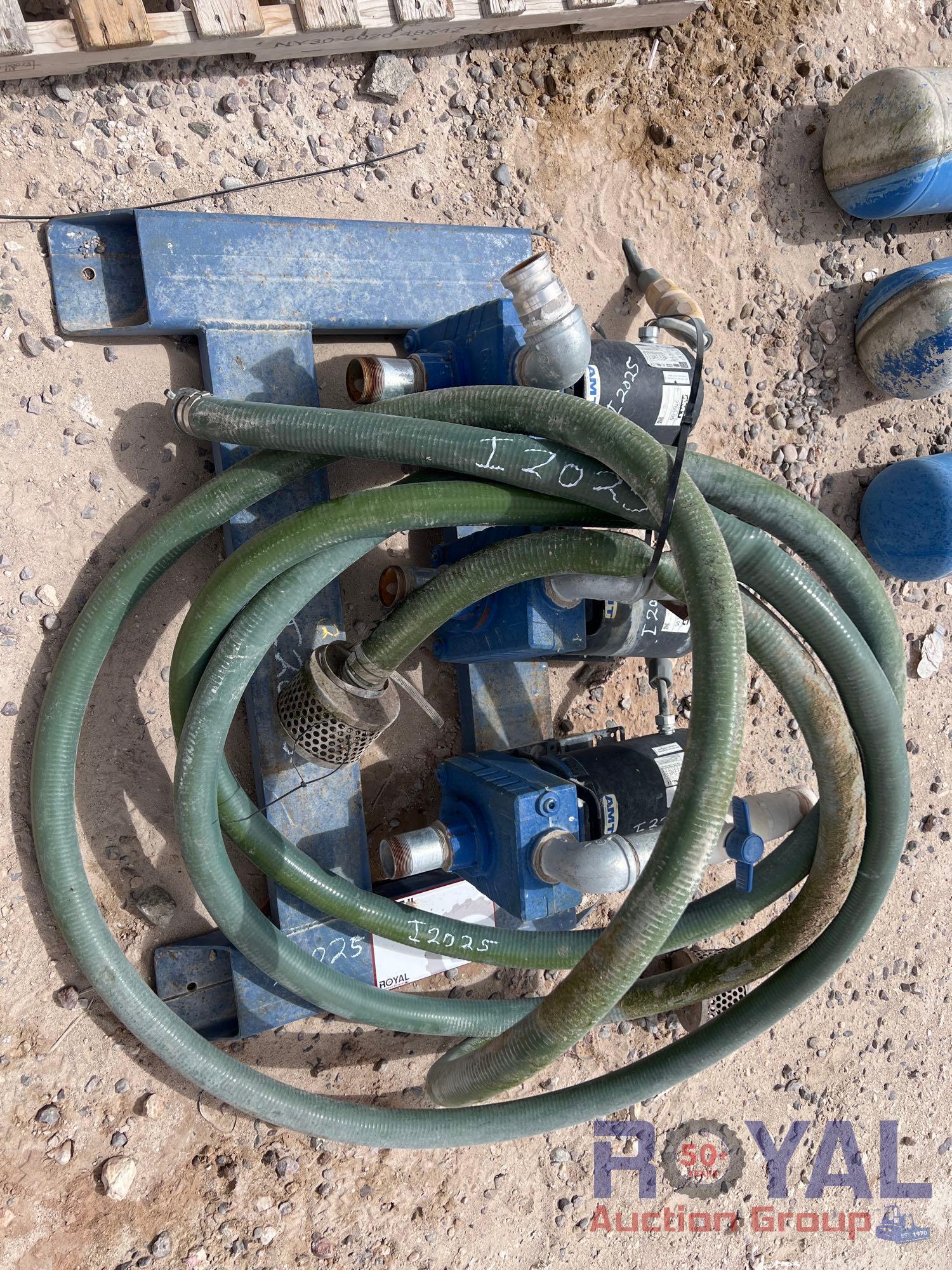 Three 2in Electric Water Pumps with Two 2 inch Suction Hoses
