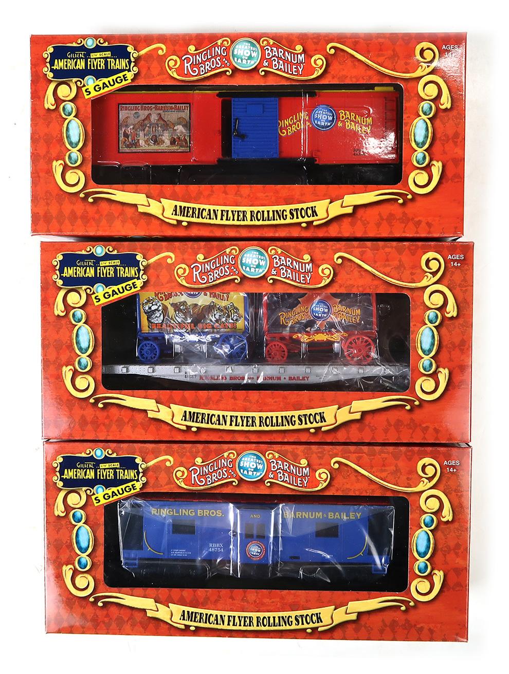 Toy American Flyer Train Set, S ga Ringling Bros, MIB, 12"H x 16"W.