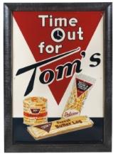 Country Store Tom's Peanut's Sign, "Time Out for Tom's", self-framed emboss