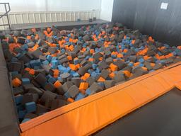 trampoline foam pit with steps and wall padding