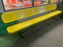 (1) yellow steel bench with back
