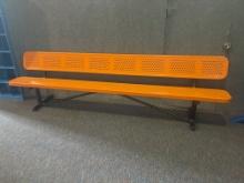 (1) orange steel bench with back