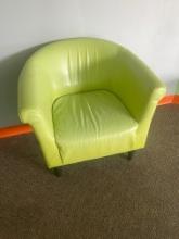 (1) lime green leather curved back chair