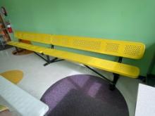 (2) yellow steel benches with backs