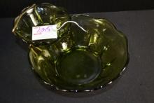 Clear Green Chip and Dip Set w/Cradle