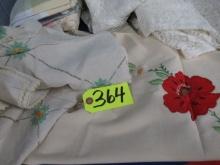 2 TOTES OF TABLE LINEN