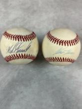 Mike Greenwell and Walt Weiss Signed American League Baseballs