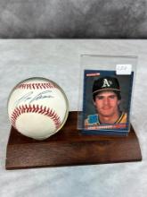 Jose Canseco Signed American League Baseball and Exhibit Card