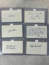 (6) Signed 3 x 5 Index Cards - Haas, Westrum, Lohrke, Seminick, and (2) Pressnell