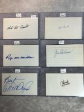 (6) Signed 3 x 5 Index Cards - Barrett, McMillen, Dropo, Parnell, Dobson, and Connors